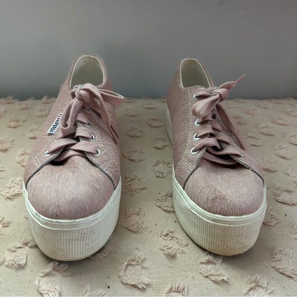 Superga Platform Horsehair Sneaker Pink White Size 7 - Picture 2 of 6